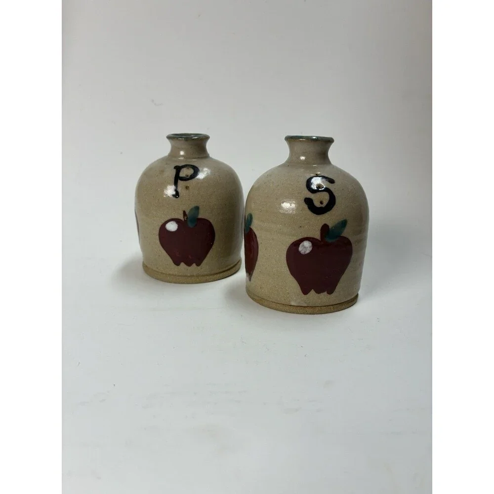 Barton Potteries Ceramic Handmade Salt And Pepper Shakers Apple Design